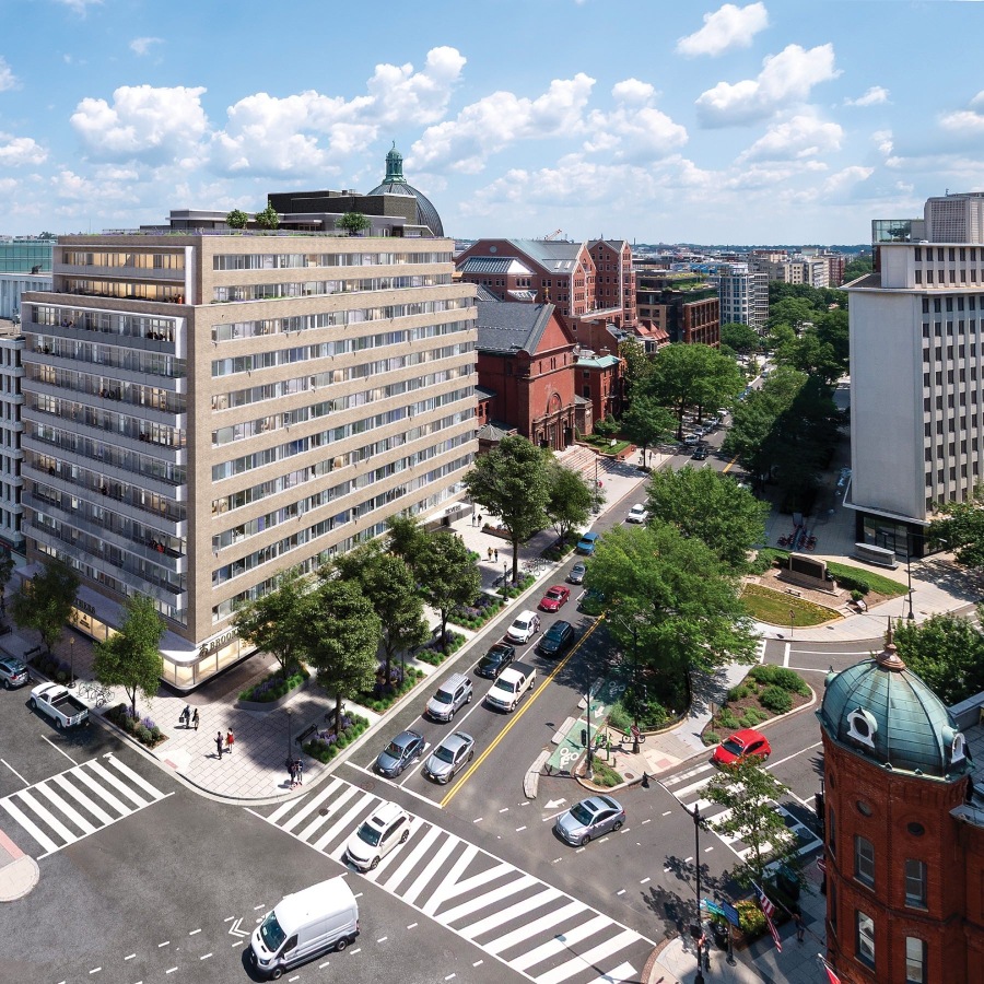 an aerial view of a city