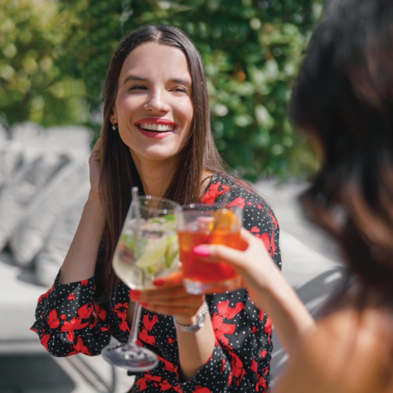 a woman smiling